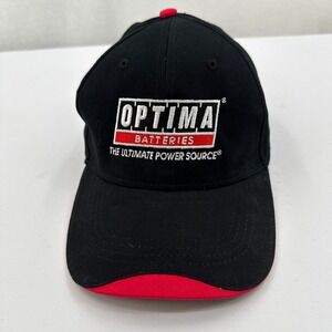 Optima Batteries Hat Men OSFM Black Red Embroidered Strapback Dad Cap Hit Wear